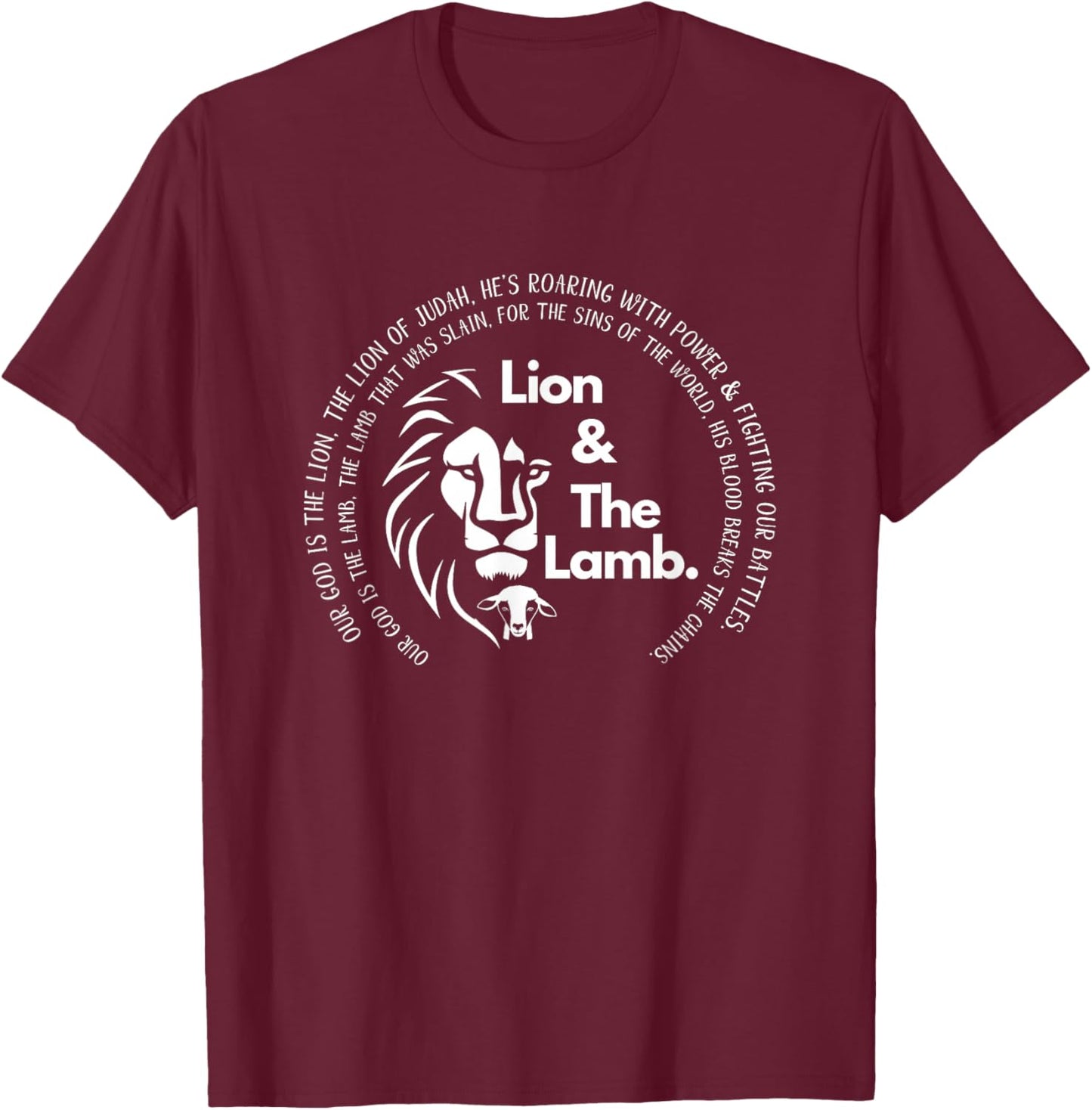 Integrity Graphic And Gifts Lion And The Lamb Worship Christian Faith Religious Print T-Shirt - T-Shirt | Maroon