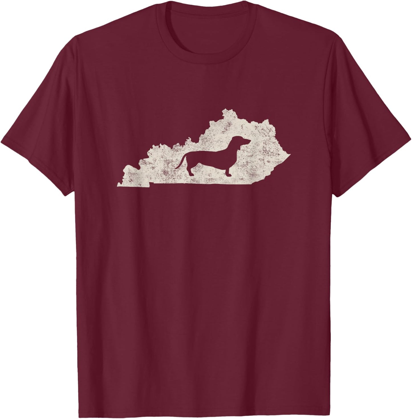 Kentucky Dachshund Shirt, Kentucky Map Wiener Dog Shirt T-Shirt - T-Shirt | Maroon