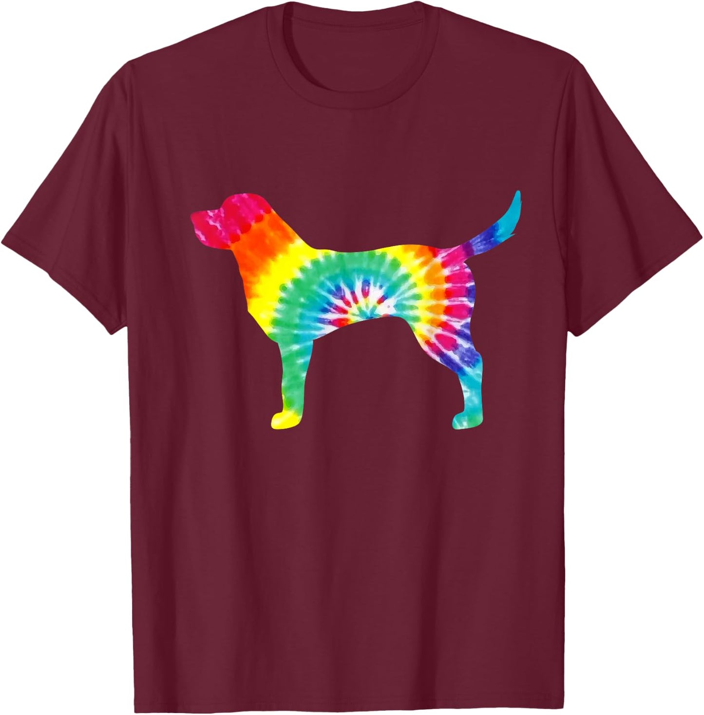 Tie Dye Dog Shirt Hippie Labrador Retro Puppy Gift T-Shirt - T-Shirt | Maroon
