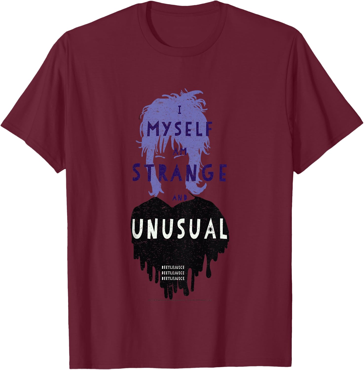 Kids Beetlejuice Lydia Strange And Unusual Text Poster T-Shirt - T-Shirt | Maroon