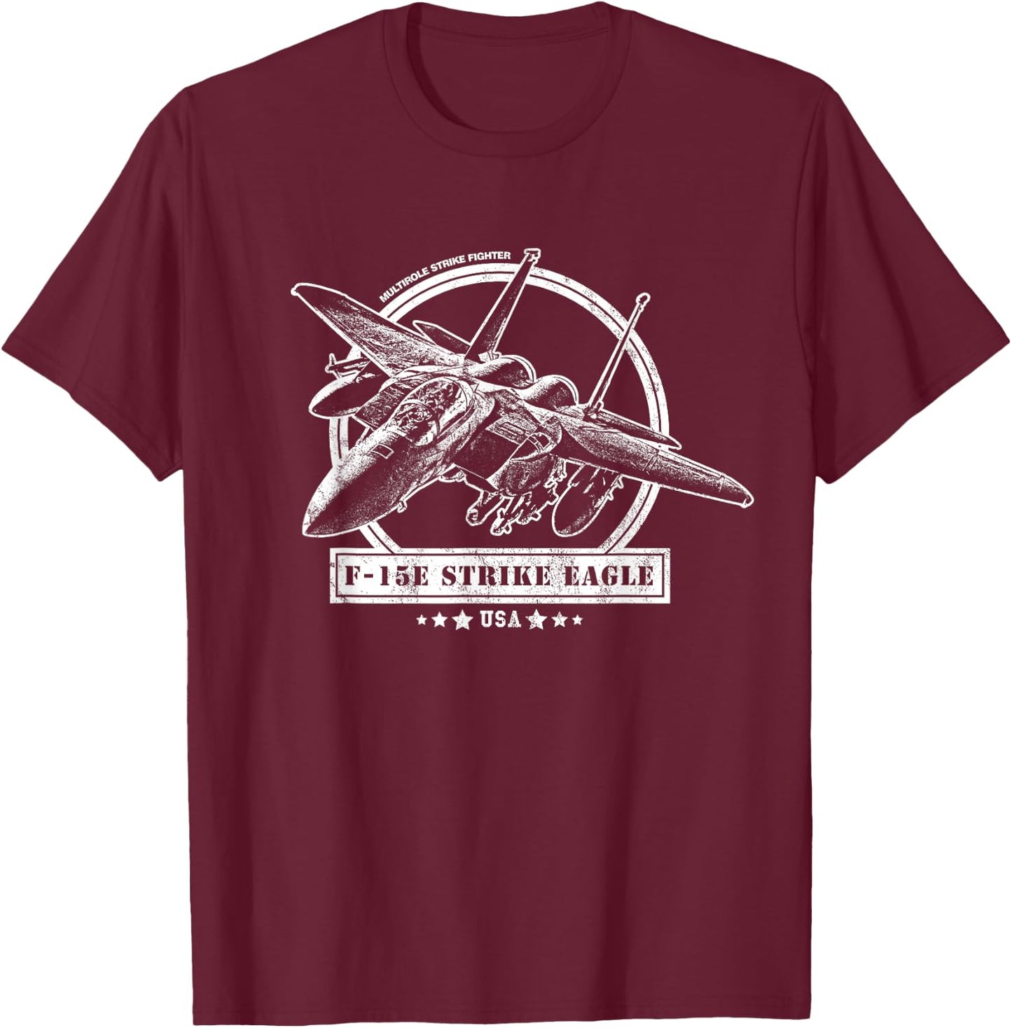 F-15E Strike Eagle Fighter Aircraft T-Shirt - T-Shirt | Maroon