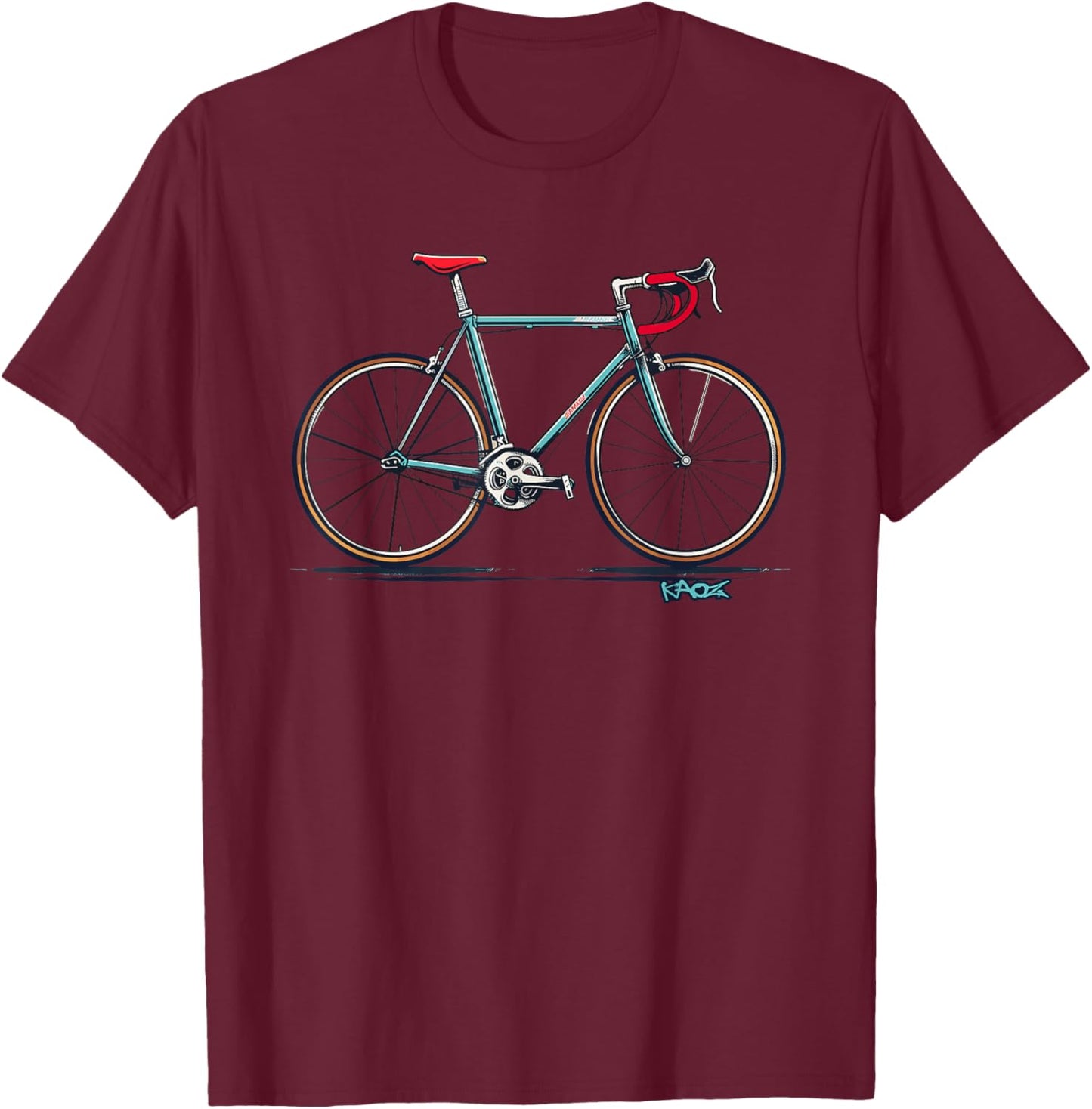 CLASSIC COOL STEEL BIKE, Road Bike Fixie Retro , Blue, S T-Shirt - T-Shirt | Maroon
