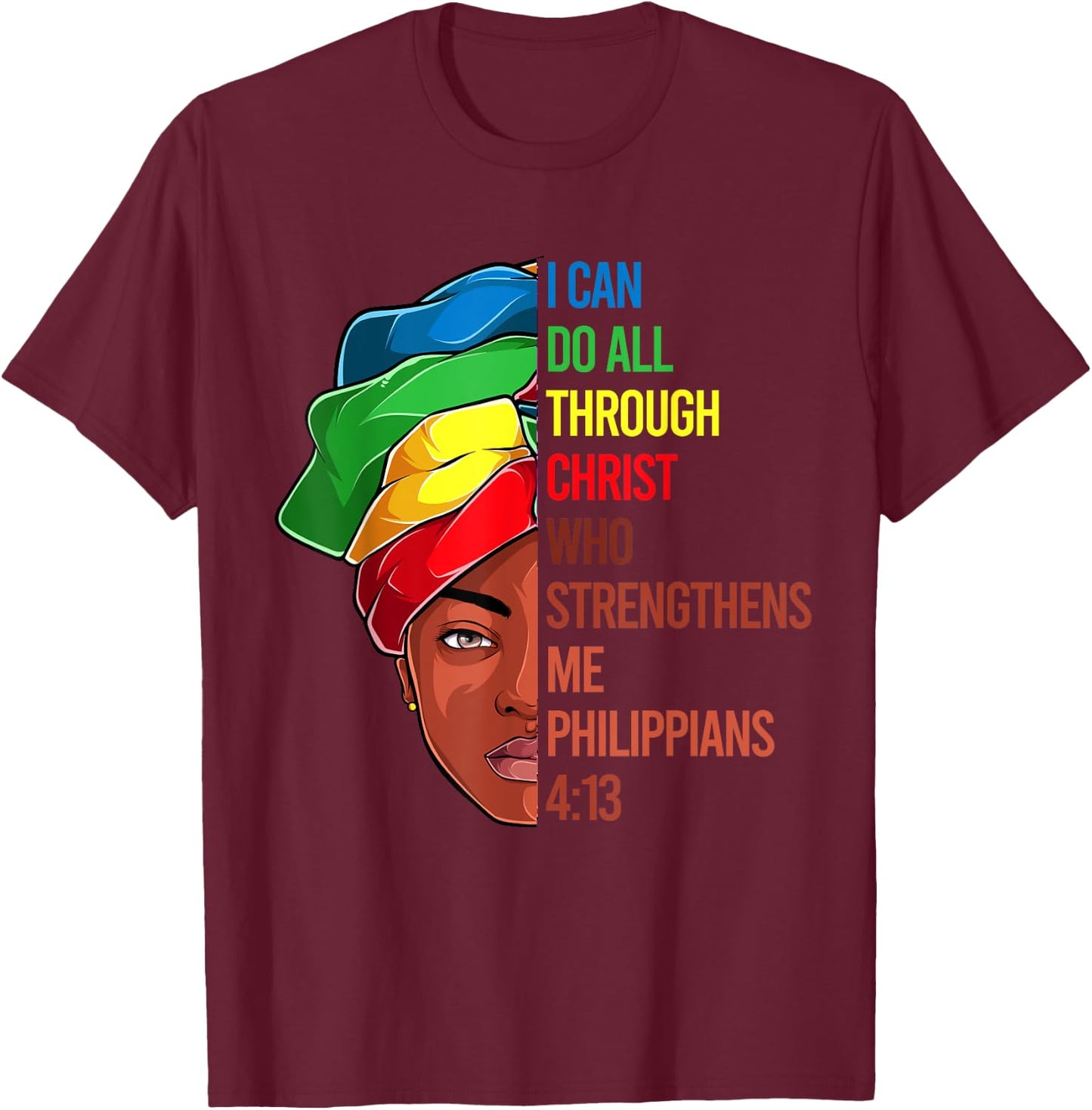 African American Apparel, Jesus Christian Black Women Girls T-Shirt - T-Shirt | Maroon