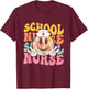 Retro groovy Smile face School Nurse back to school women T-Shirt - T-Shirt | Maroon