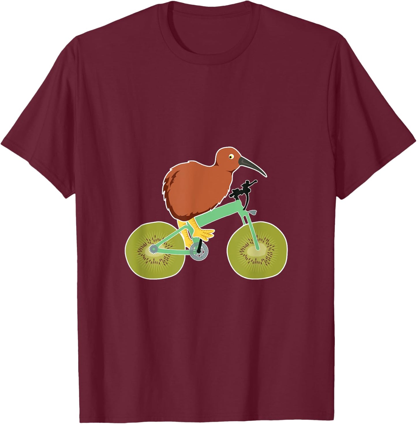 Funny Kiwi Grafik New Zealand Fruit and Bird T-Shirt - T-Shirt | Maroon