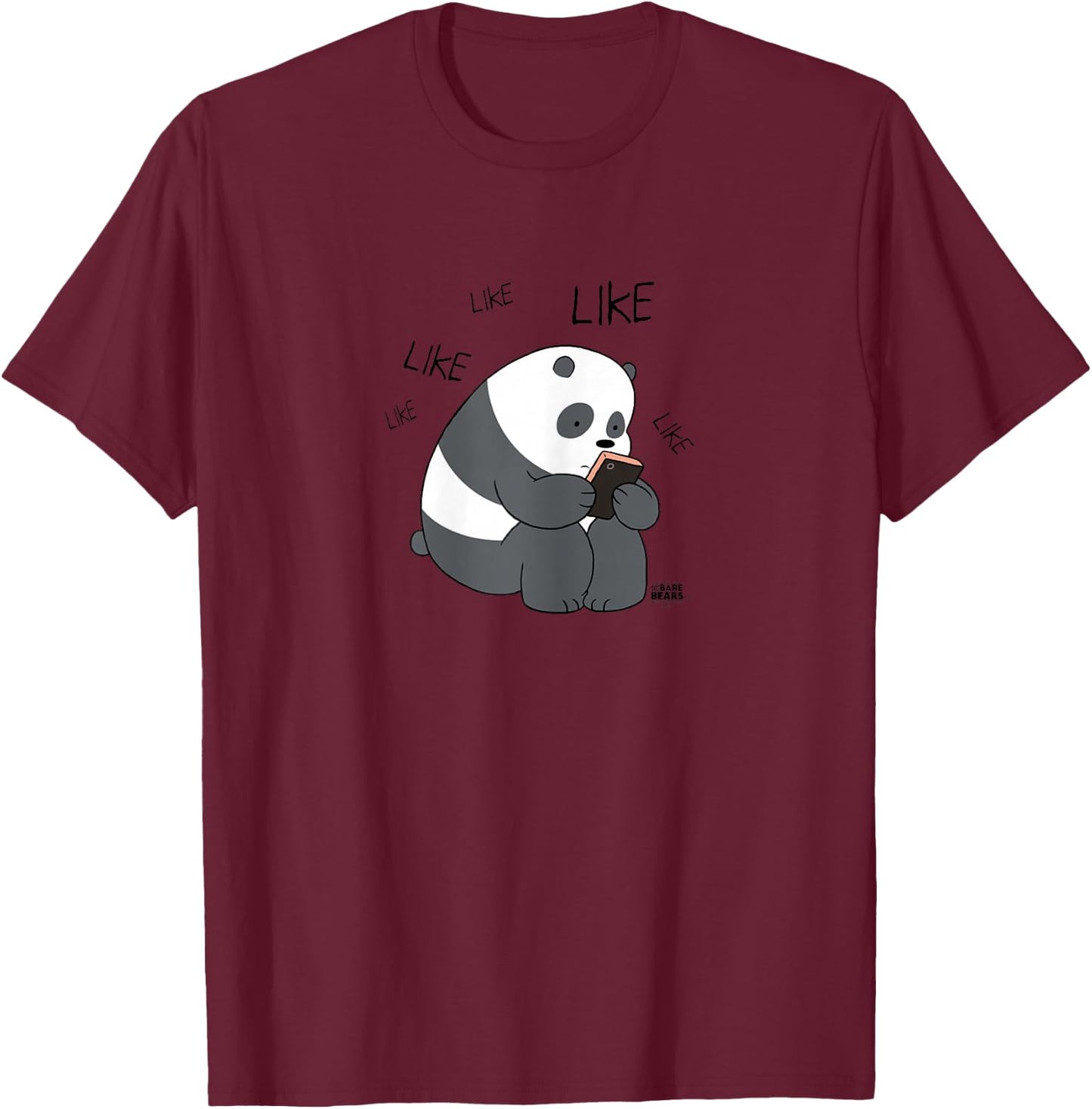 We Bare Bears Panda Like Like Like T-Shirt - T-Shirt | Maroon