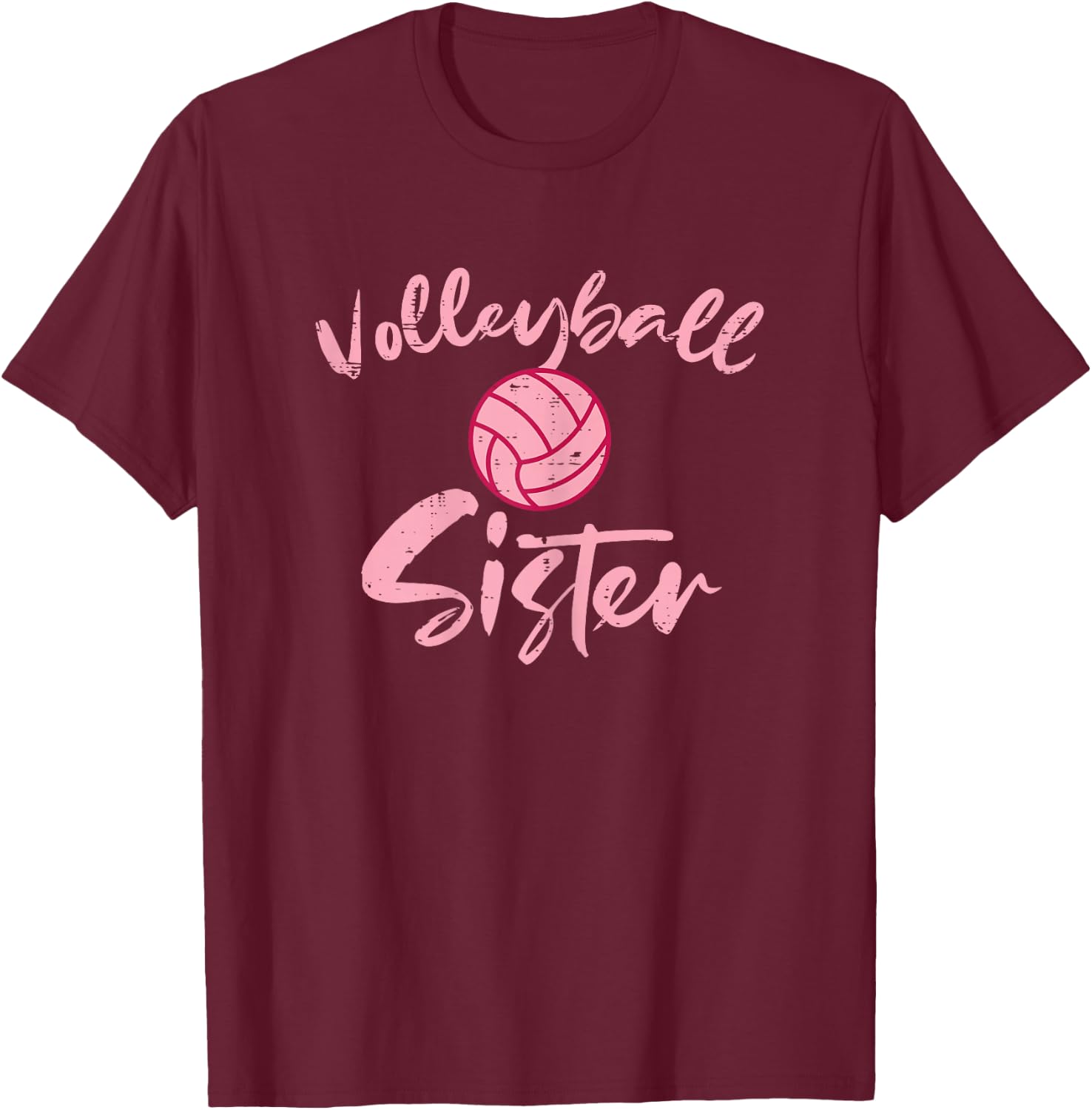 Pink Volleyball Sister Cute Family Matching Sis Girls Women T-Shirt - T-Shirt | Maroon