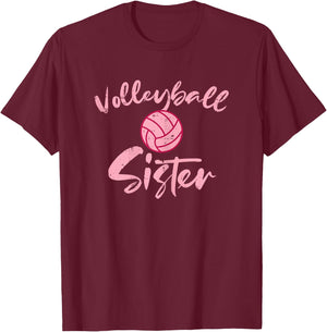 Pink Volleyball Sister Cute Family Matching Sis Girls Women T-Shirt - T-Shirt | Maroon