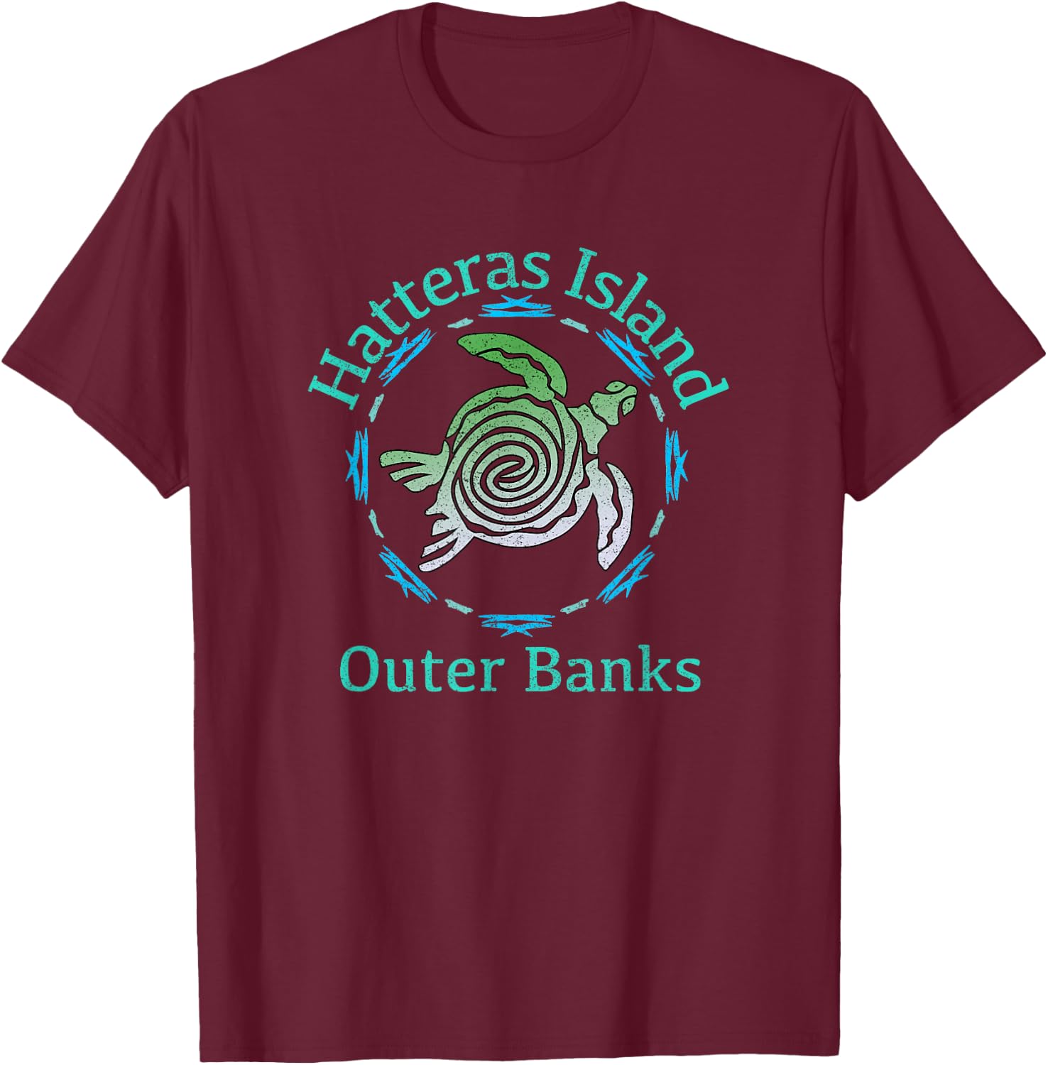 Hatteras Island, Outer Banks / Vintage Tribal Turtle Gift T-Shirt - T-Shirt | Maroon
