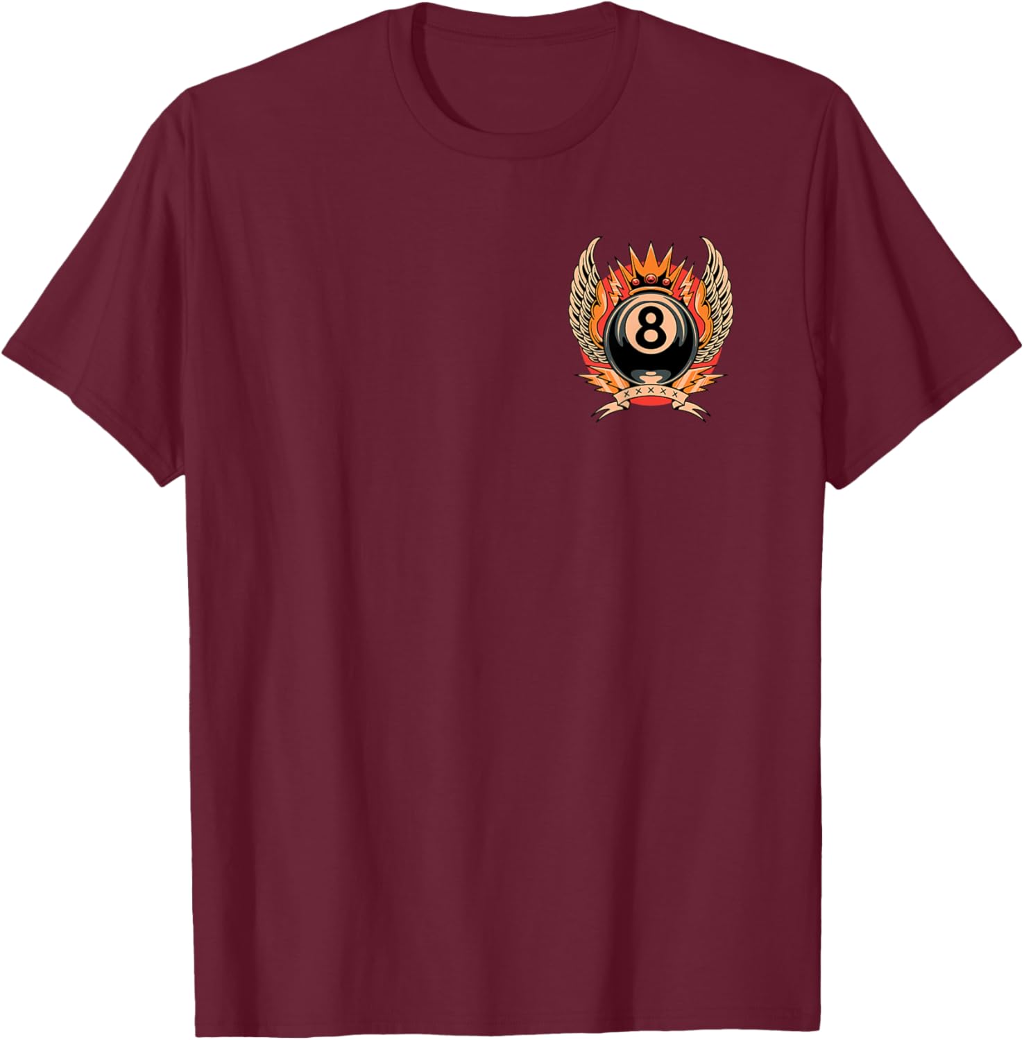 Lucky 8 Ball Traditional Old School Tattoo Flash T-Shirt - T-Shirt | Maroon
