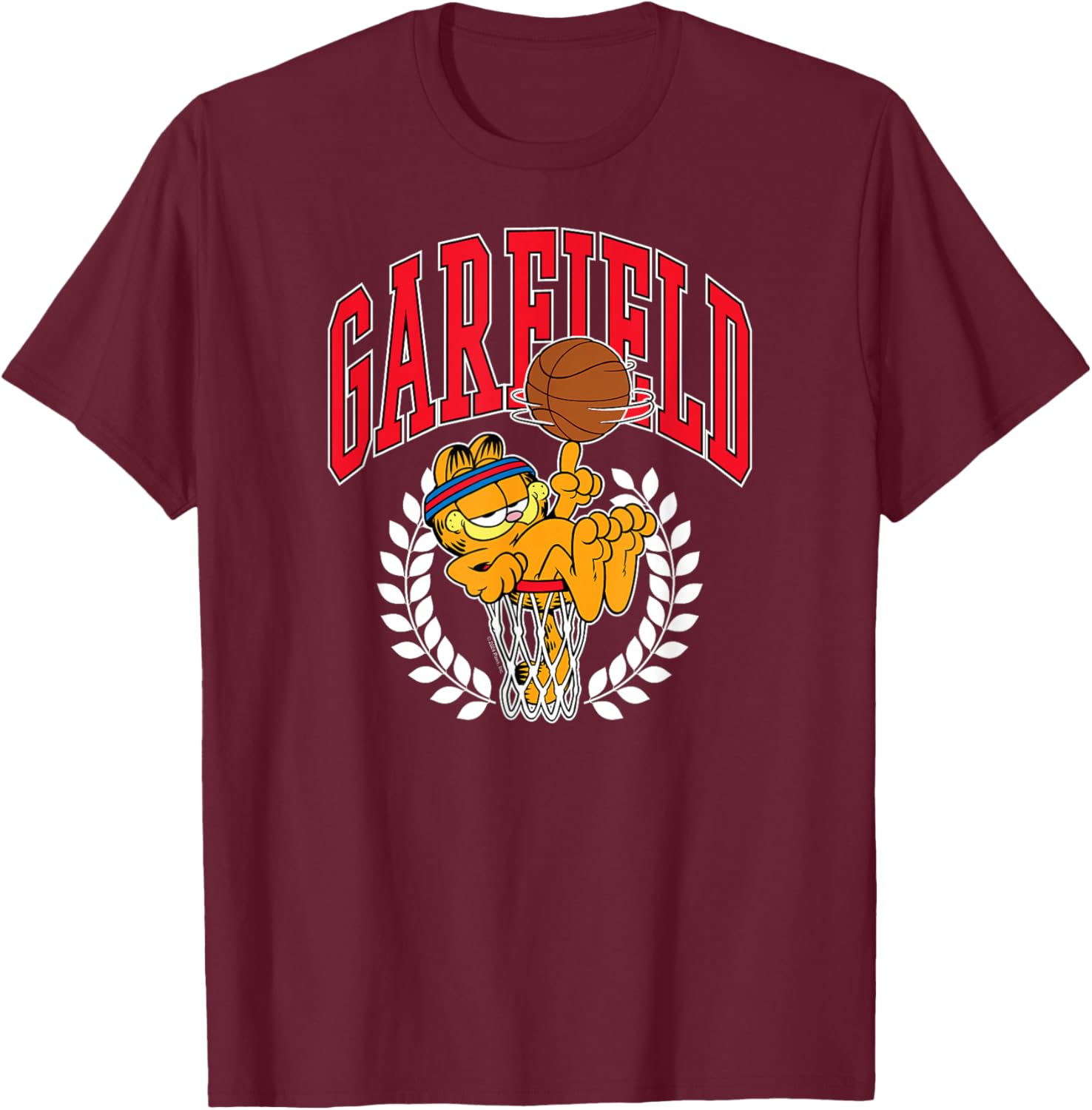 Garfield - Collegiate Basketball Hoop T-Shirt - T-Shirt | Maroon