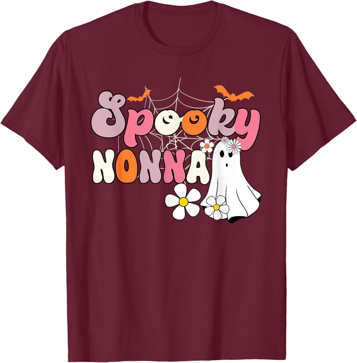 Groovy One Spooky Nonna Mama Grandma Witch Mom Halloween T-Shirt - T-Shirt | Maroon