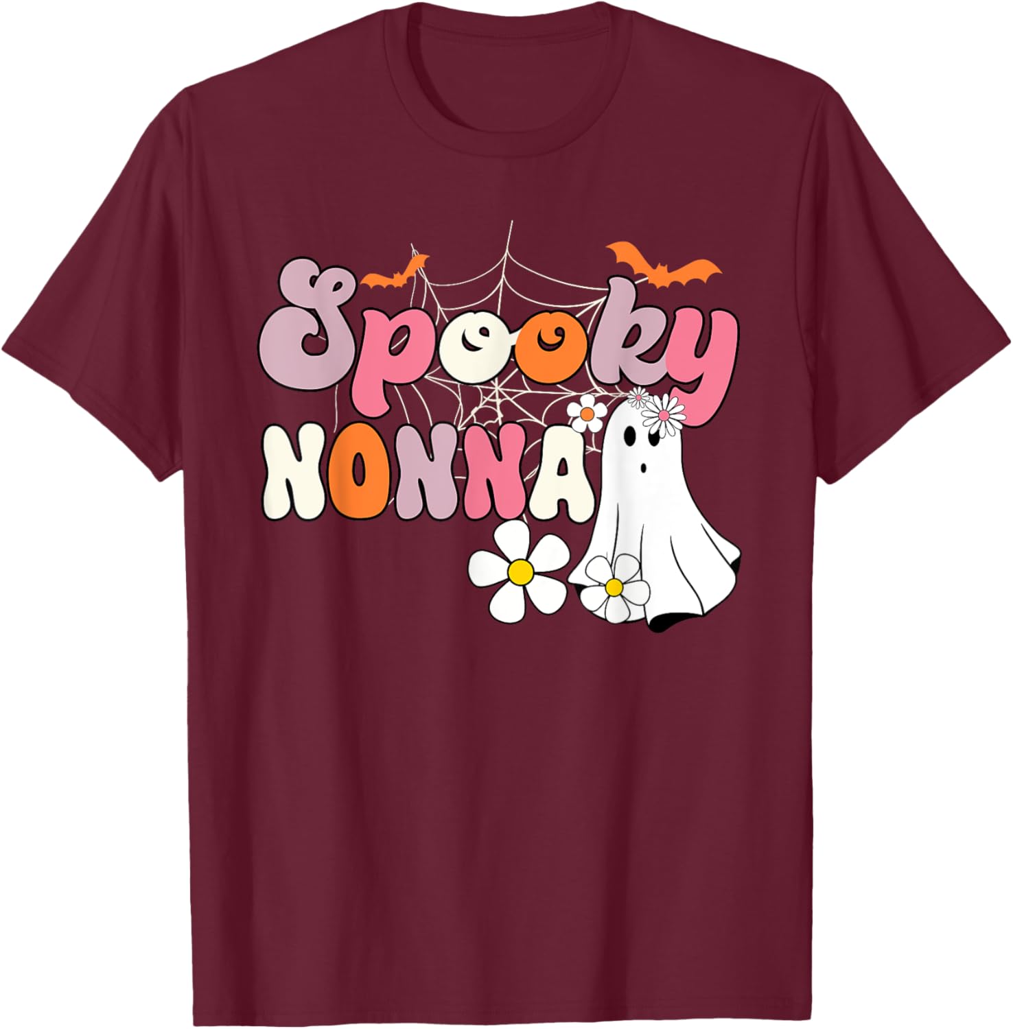 Groovy One Spooky Nonna Mama Grandma Witch Mom Halloween T-Shirt - T-Shirt | Maroon