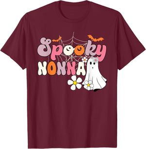 Groovy One Spooky Nonna Mama Grandma Witch Mom Halloween T-Shirt - T-Shirt | Maroon