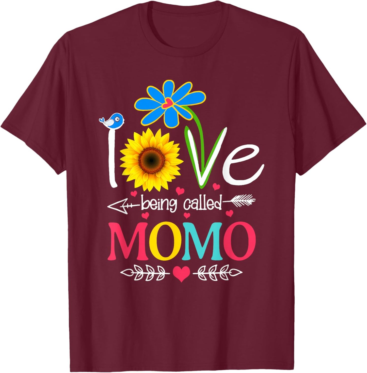 I Love Being Called Momo Shirt Funny Grandma Mother's Day T-Shirt - T-Shirt | Maroon