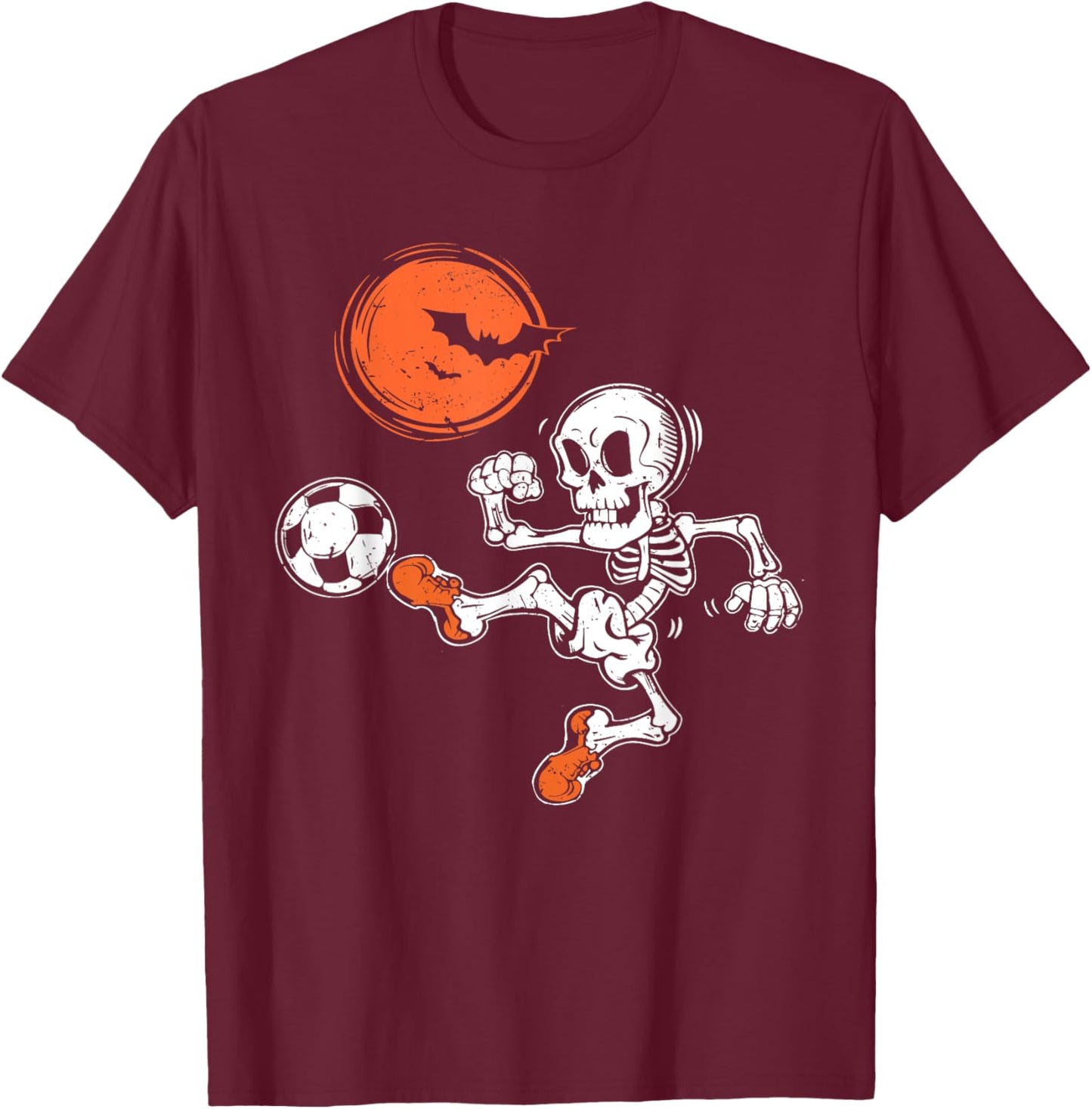 Soccer Skeleton Halloween Funny Soccer Player Men Boys Kids T-Shirt - T-Shirt | Maroon