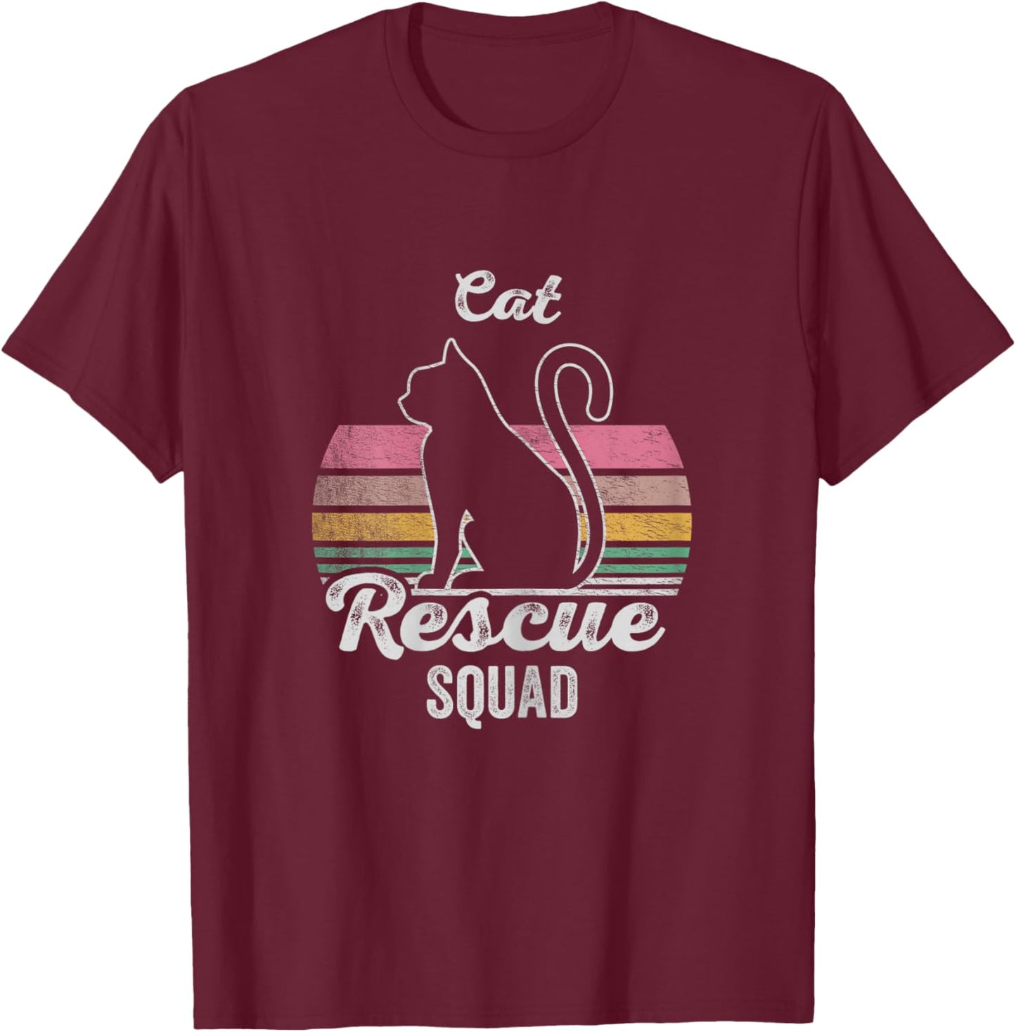 Retro Vintage Animal Rescue Shirt Cat Rescue Squad T-Shirt - T-Shirt | Maroon