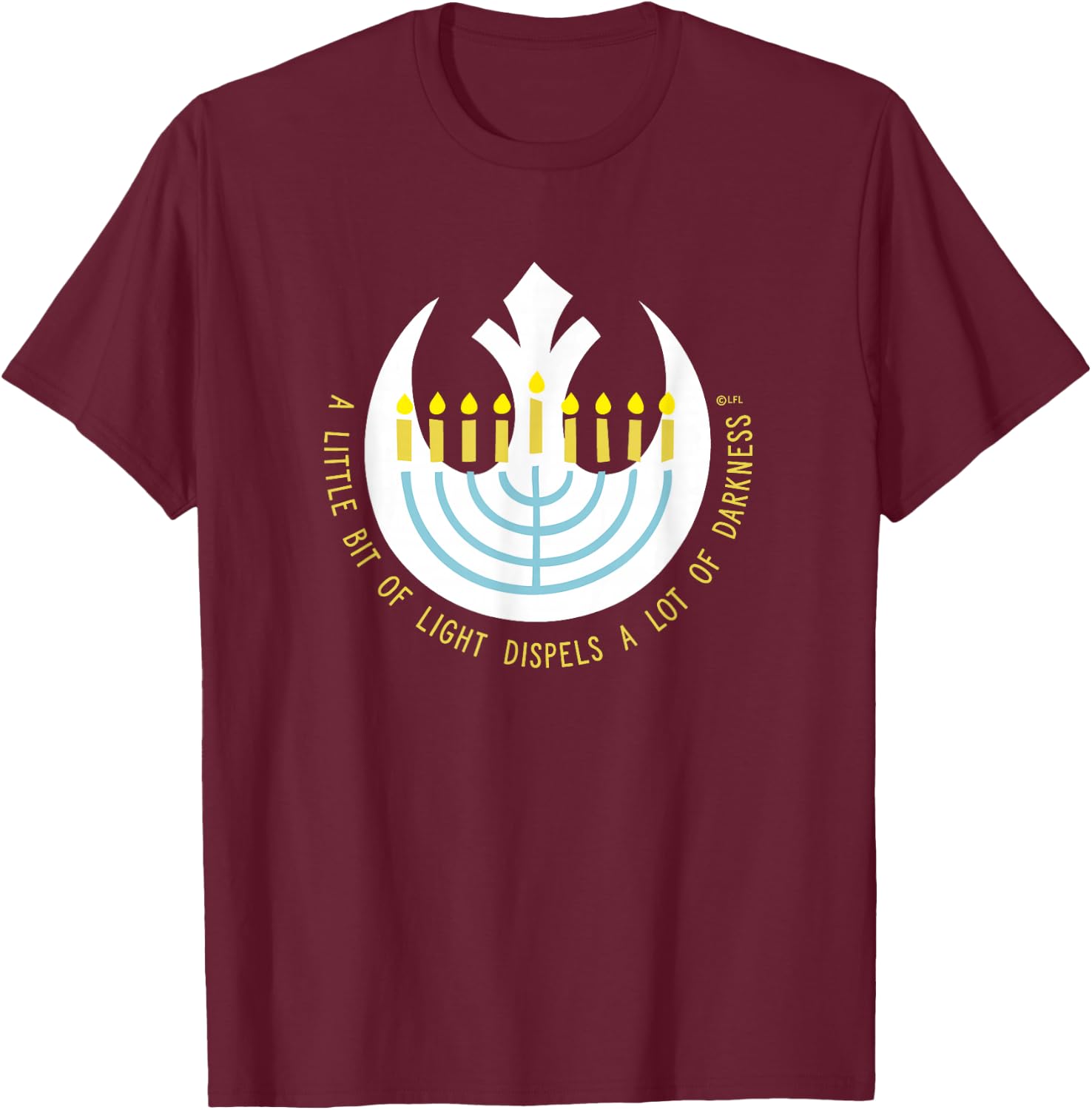 Star Wars Hanukkah Menorah Rebel Alliance A Little Light T-Shirt - T-Shirt | Maroon