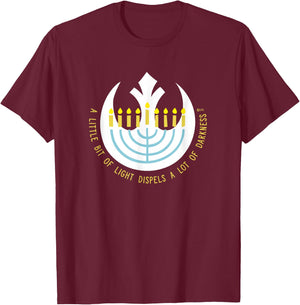 Star Wars Hanukkah Menorah Rebel Alliance A Little Light T-Shirt - T-Shirt | Maroon