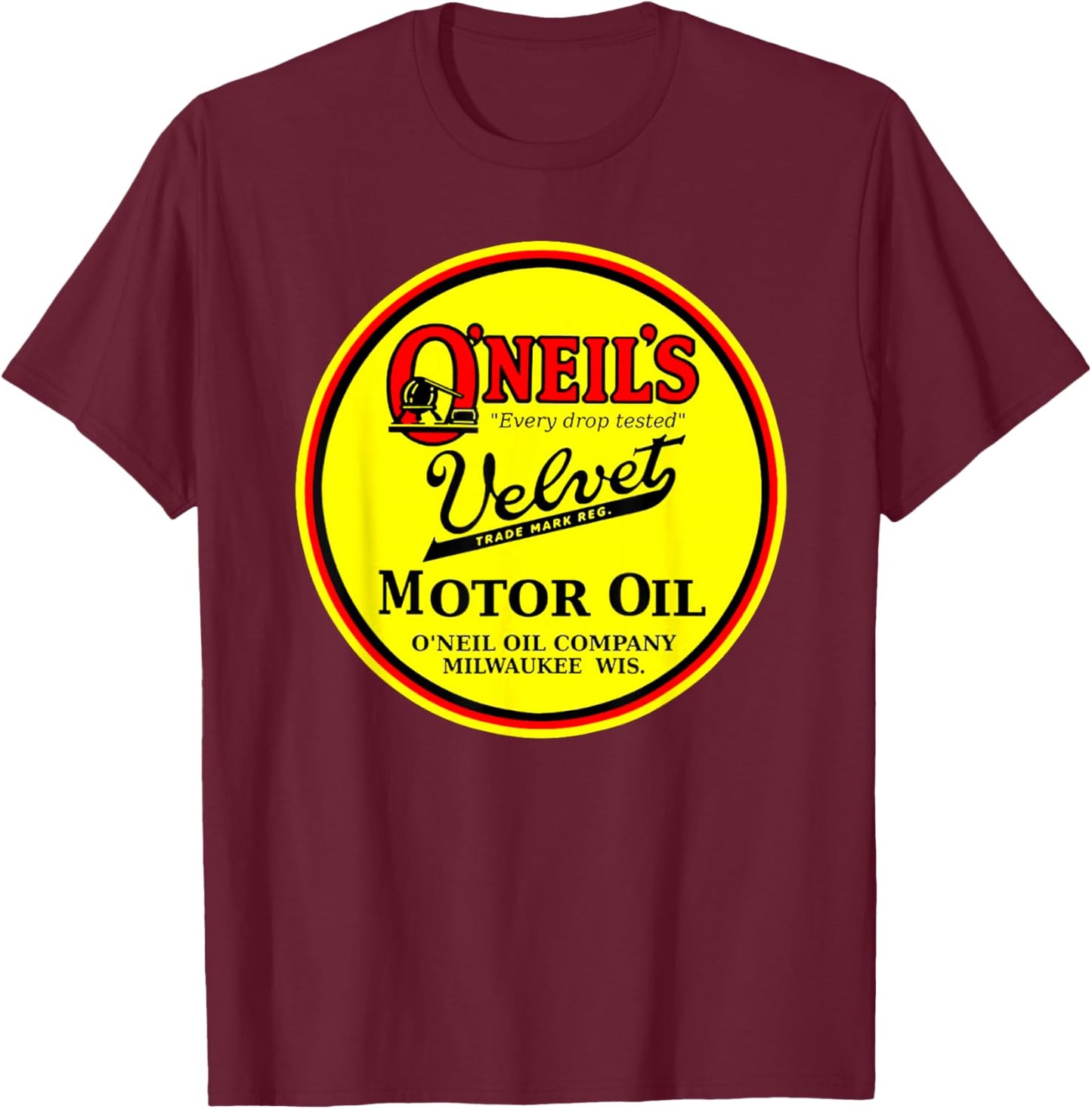 Retro Vintage Gas Station O'Neils Motor Oil Car Bikes Garage T-Shirt - T-Shirt | Maroon