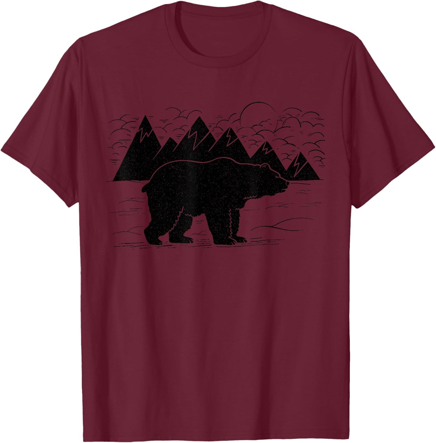 Black Bear Wildlife Animal Wilderness Graphic T-Shirt - T-Shirt | Maroon