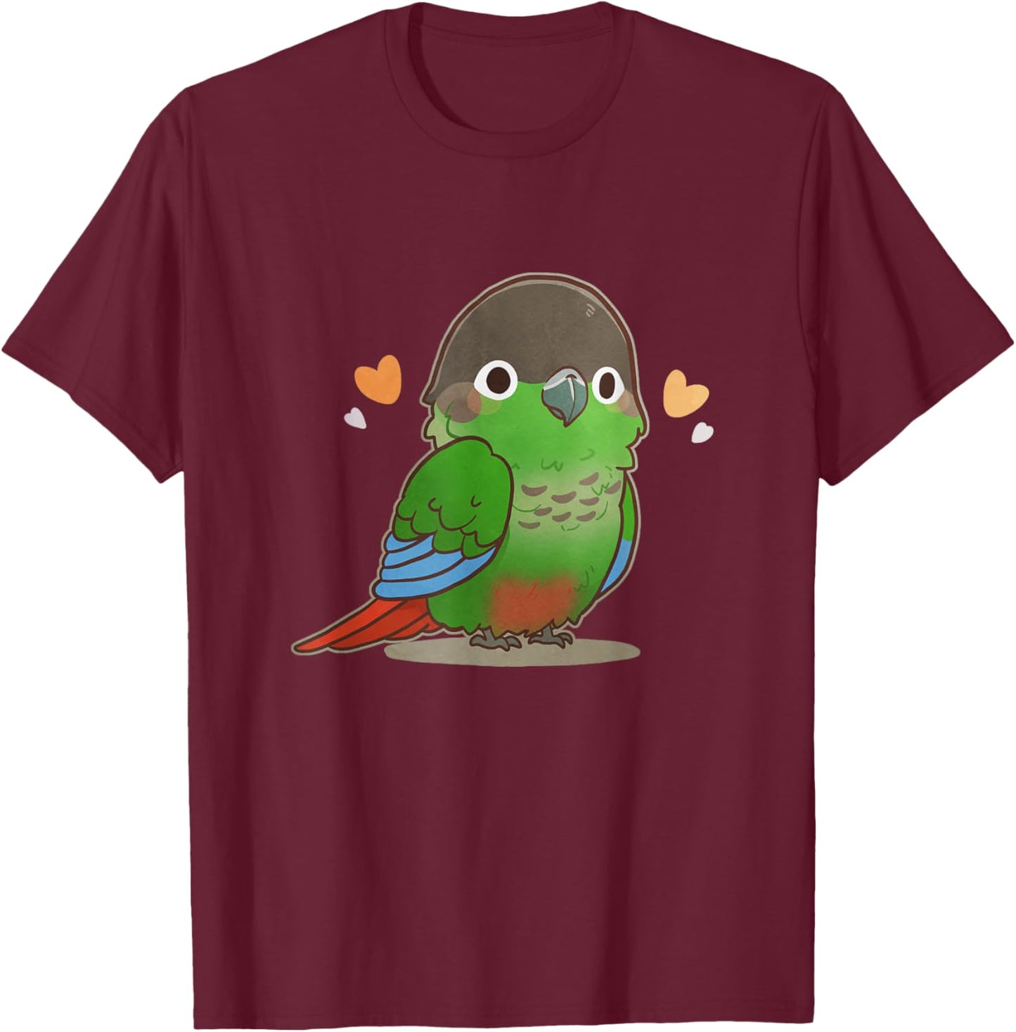 Green-cheeked Conure Parrot, Funny Cute Pet Greencheek Bird T-Shirt - T-Shirt | Maroon