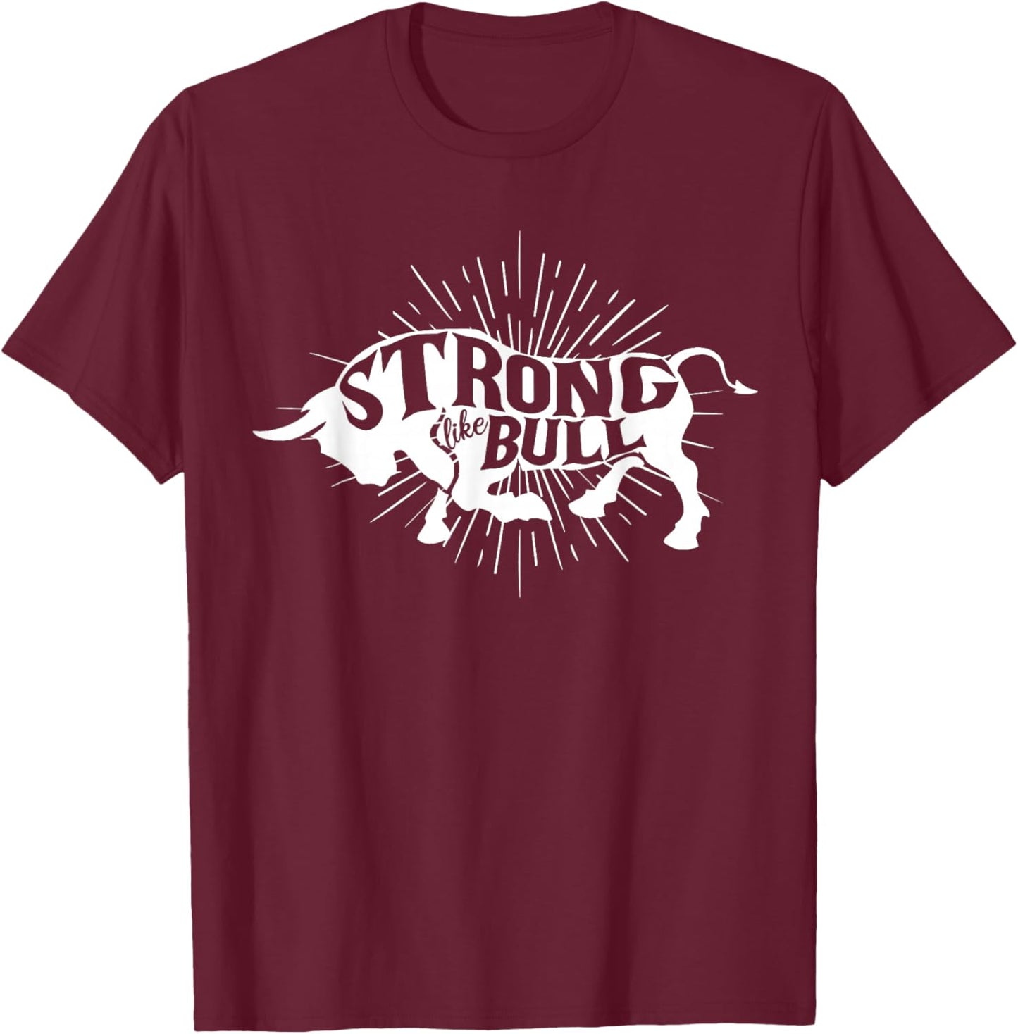 Strong Like Bull Powerlifter Bodybuilder Gym Cowboy Gym T-Shirt - T-Shirt | Maroon