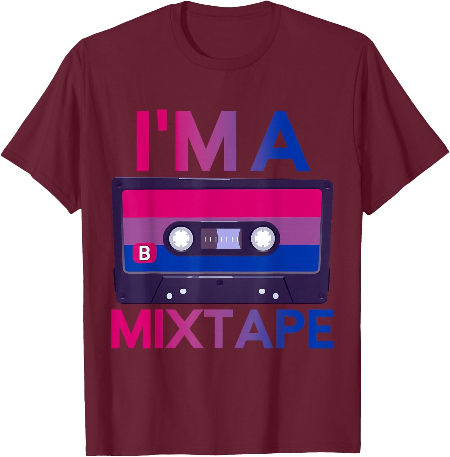 Im A Mixtape Vintage Cassette Bisexuality Bi Pride Bisexual T-Shirt - T-Shirt | Maroon