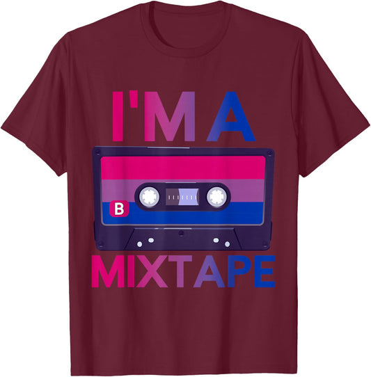 Im A Mixtape Vintage Cassette Bisexuality Bi Pride Bisexual T-Shirt - T-Shirt | Maroon