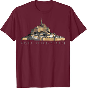 France Normandy Mont Saint Michel French Vacation Souvenir T-Shirt - T-Shirt | Maroon