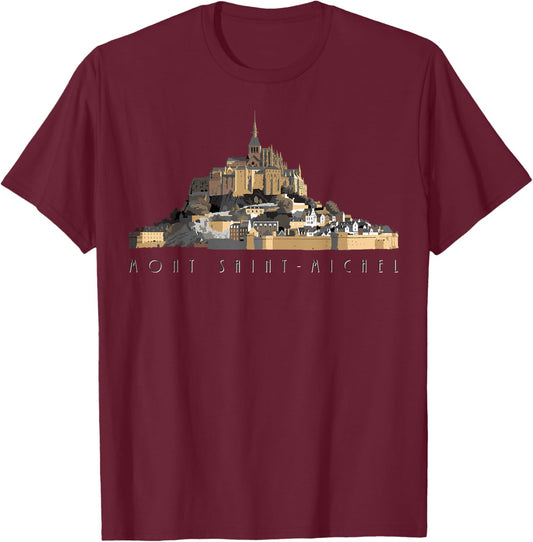 France Normandy Mont Saint Michel French Vacation Souvenir T-Shirt - T-Shirt | Maroon