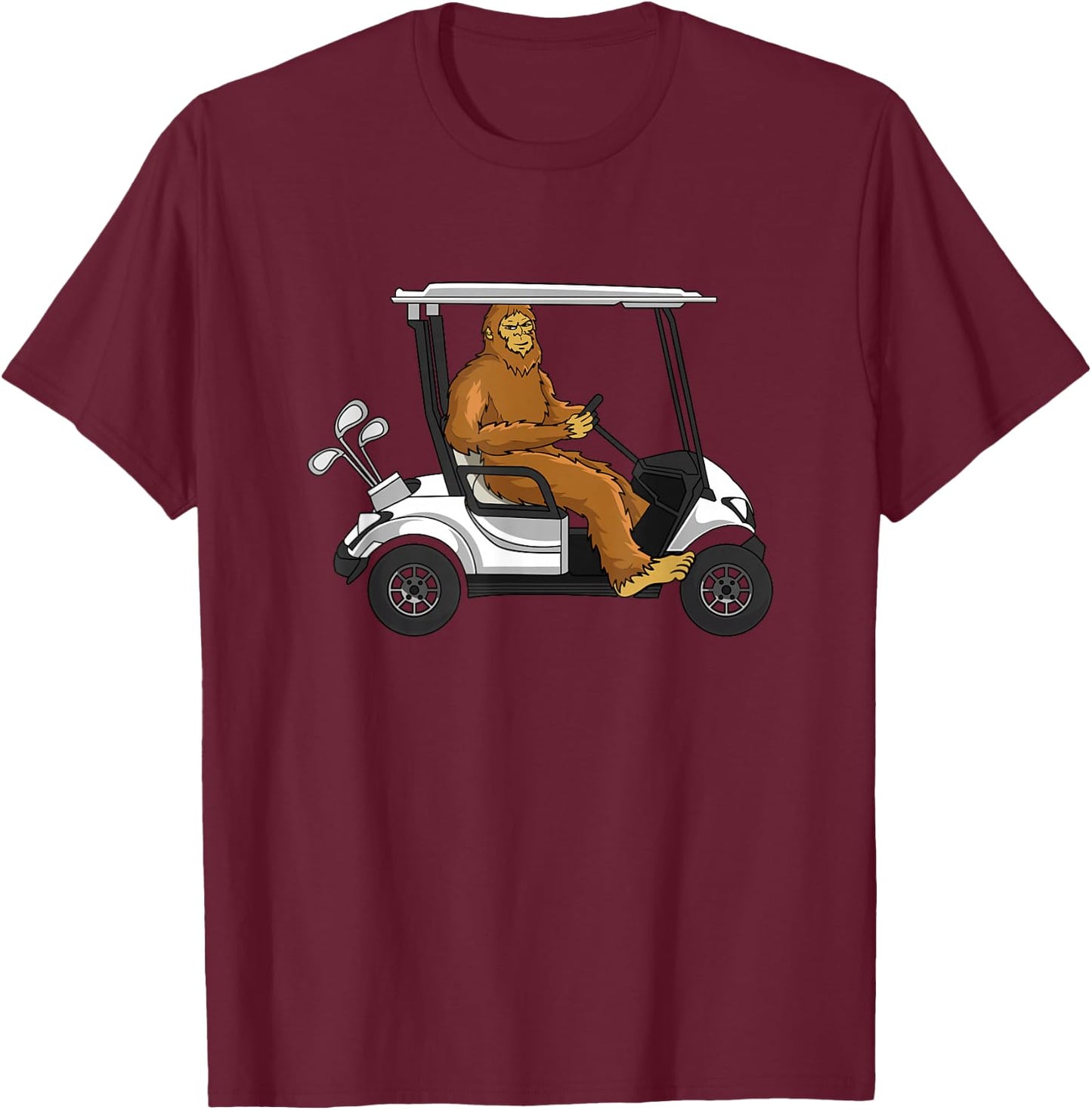 Bigfoot Golf Design for a Golf Player T-Shirt - T-Shirt | Maroon