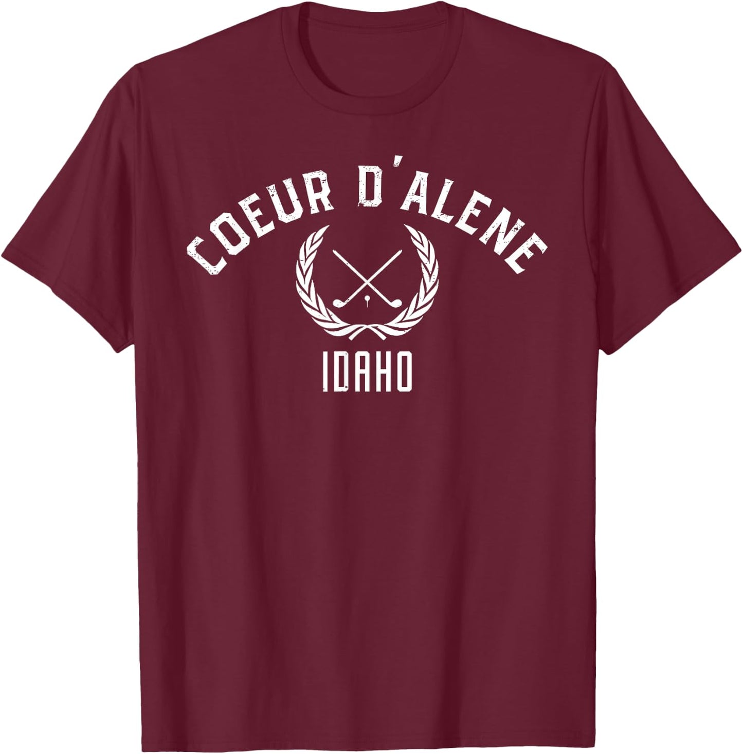 Coeur D'Alene Idaho Golf T-Shirt - T-Shirt | Maroon