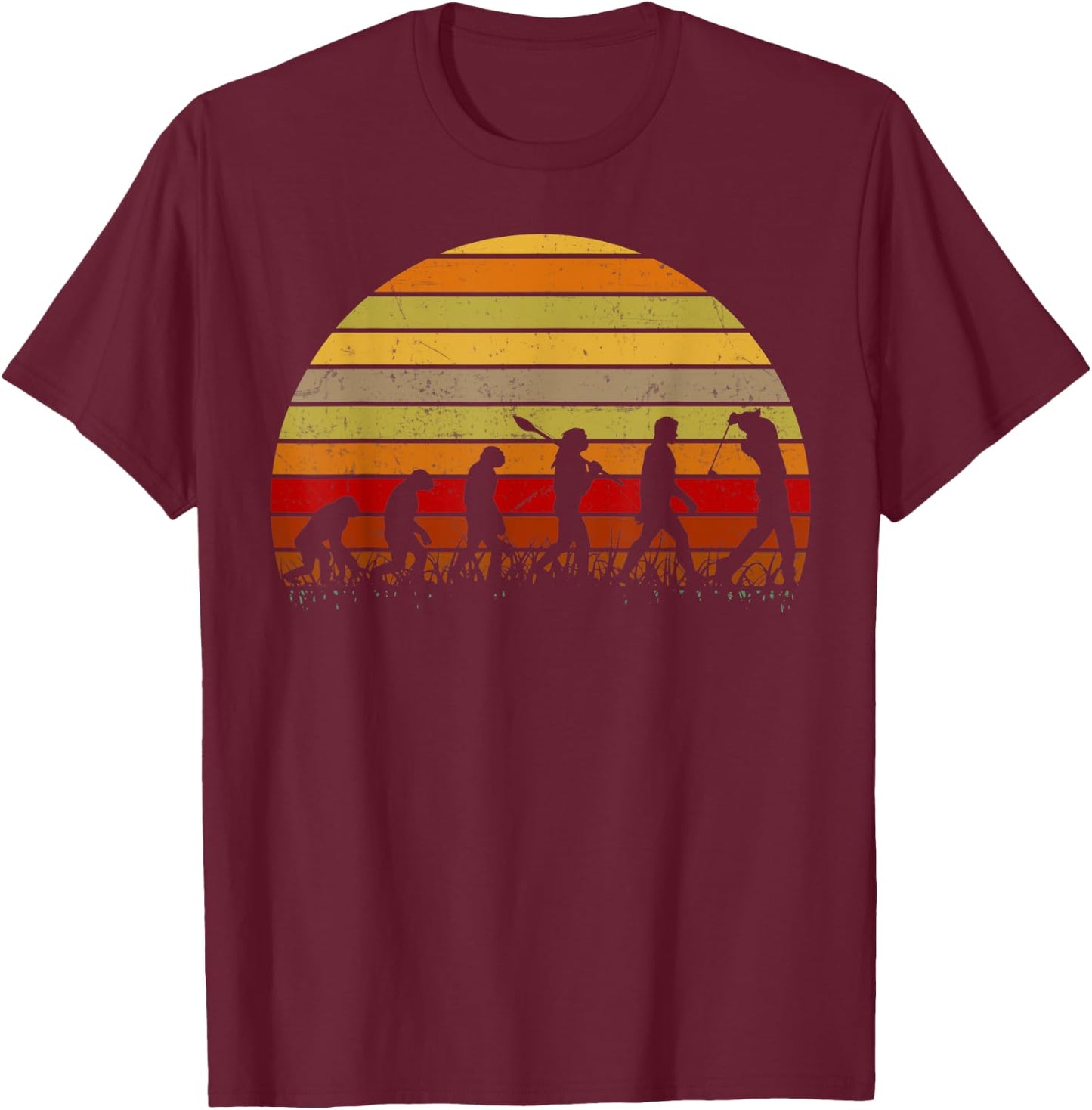 Retro Golf Evolution Gift Golf Players Vintage Golf T-Shirt - T-Shirt | Maroon