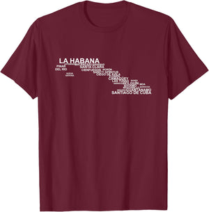 Cuba Outline, Cuba Travel, Cuba Holiday, Cubans, Cuba T-Shirt - T-Shirt | Maroon