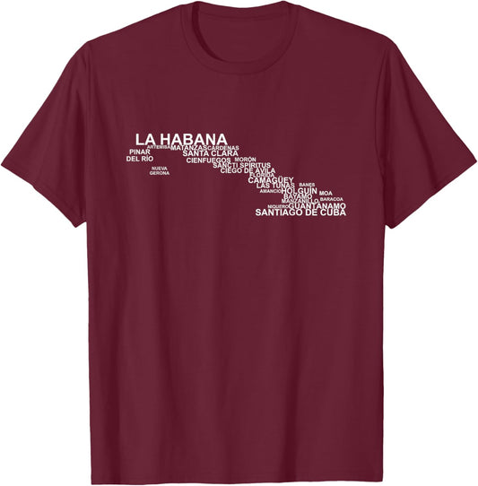 Cuba Outline, Cuba Travel, Cuba Holiday, Cubans, Cuba T-Shirt - T-Shirt | Maroon