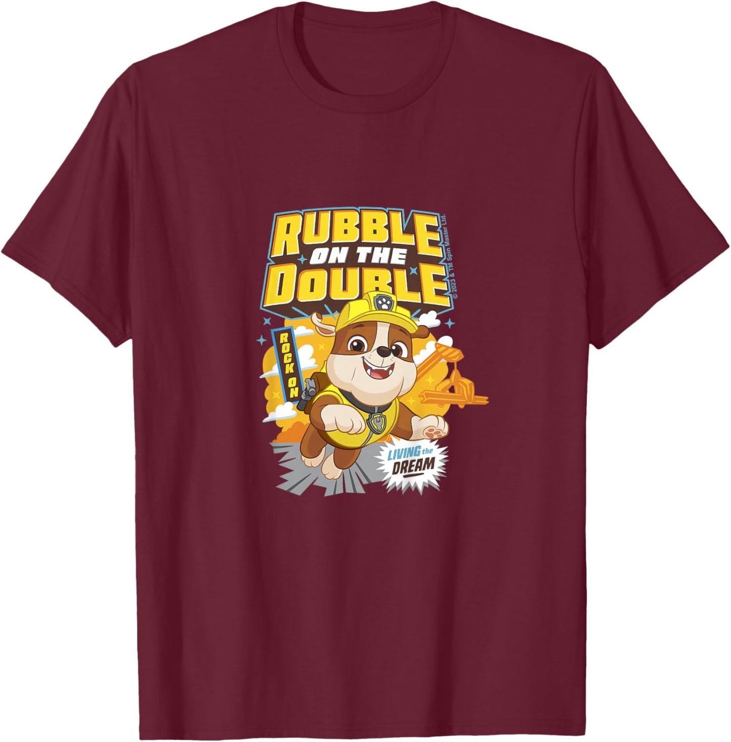 PAW Patrol Rubble On The Double Living The Dream Cute T-Shirt - T-Shirt | Maroon