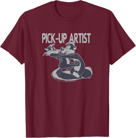 Looney Tunes Pepe Le Pew & Penelope Pick-Up Artist T-Shirt - T-Shirt | Maroon