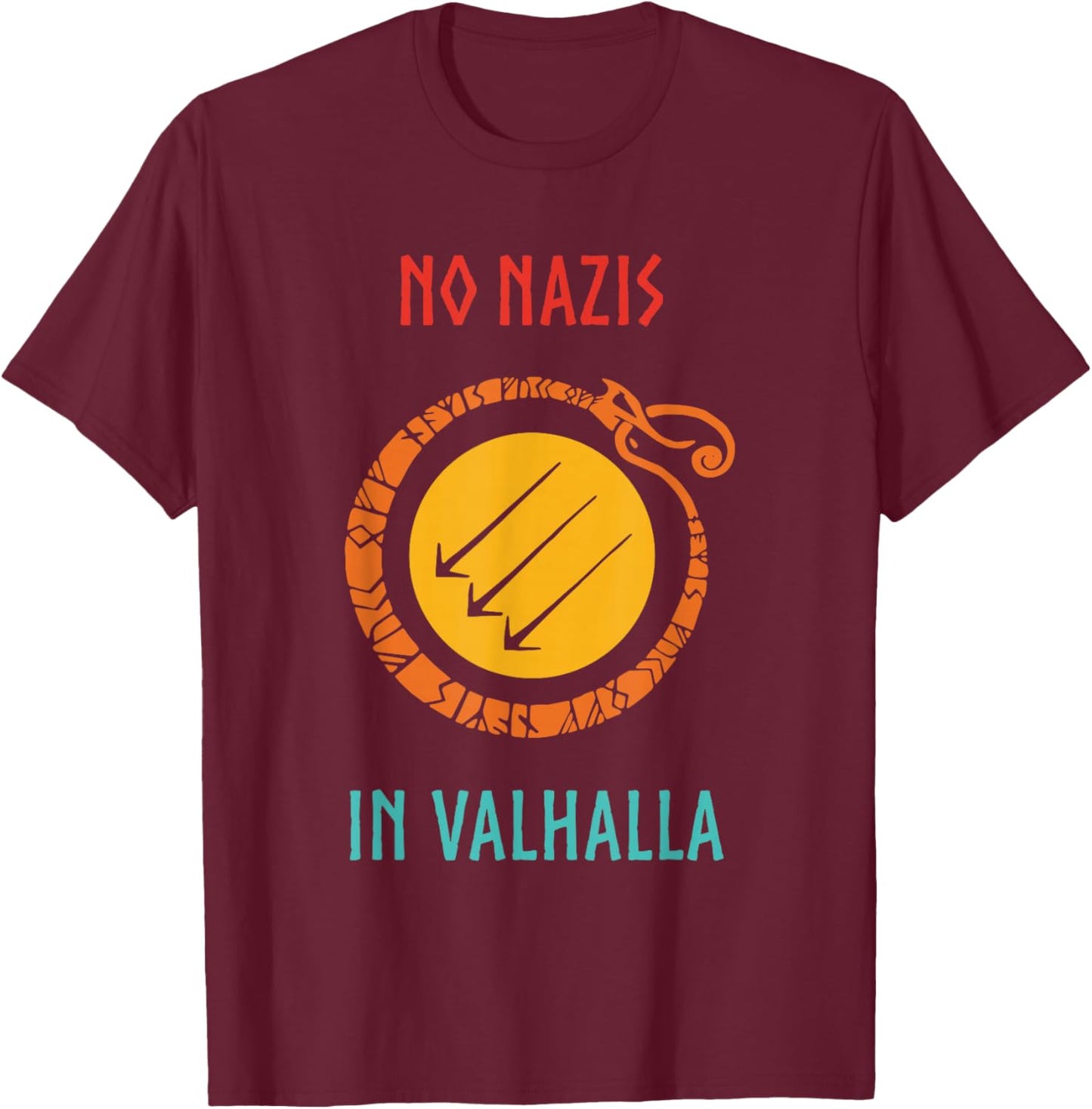 No Nazis in Valhalla Funny Vintage Apparel Black Kids T-Shirt - T-Shirt | Maroon