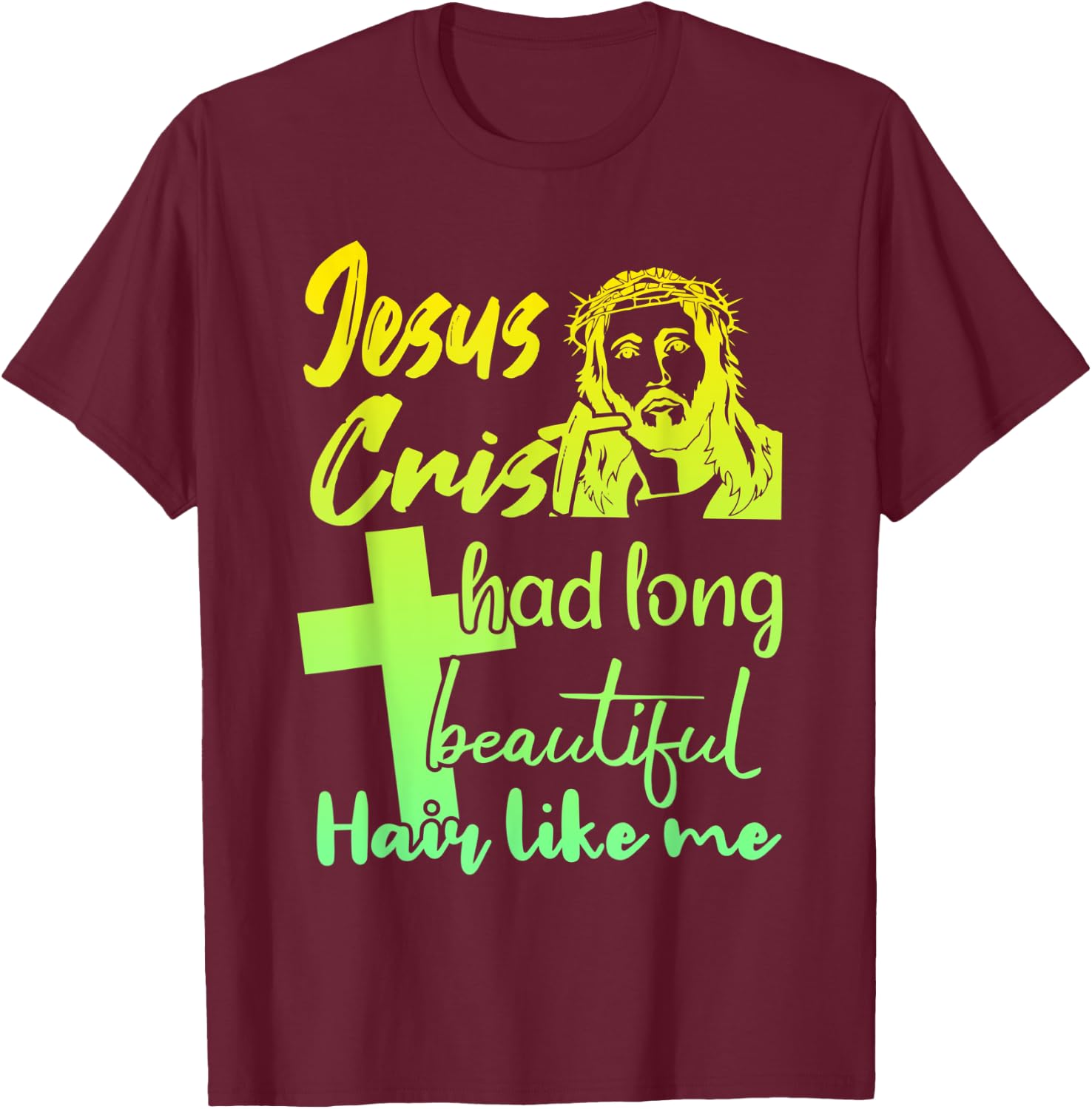 Man with long hair T-Shirt - T-Shirt | Maroon