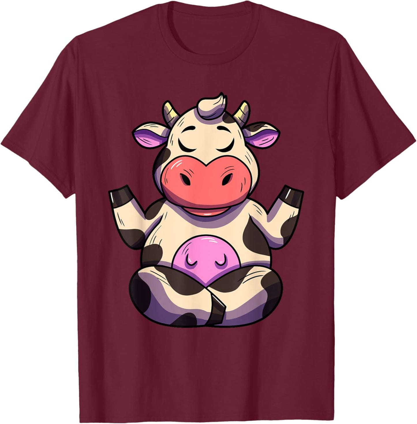 Cow Yoga Funny Cow Lovers Farmer Animal Yoga Cow T-Shirt - T-Shirt | Maroon