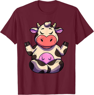 Cow Yoga Funny Cow Lovers Farmer Animal Yoga Cow T-Shirt - T-Shirt | Maroon