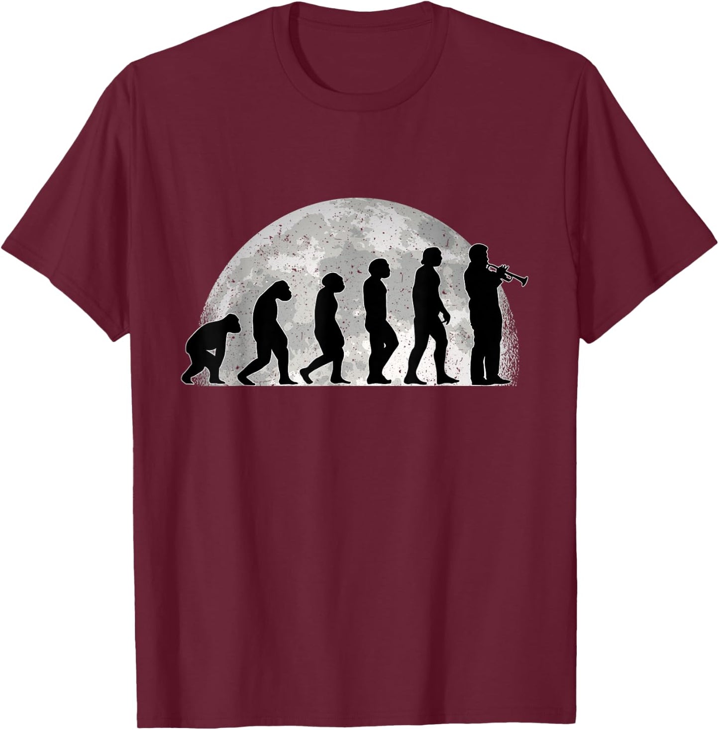 Trumpet Evolution Moon Trumpeter Jazz Music T-Shirt - T-Shirt | Maroon