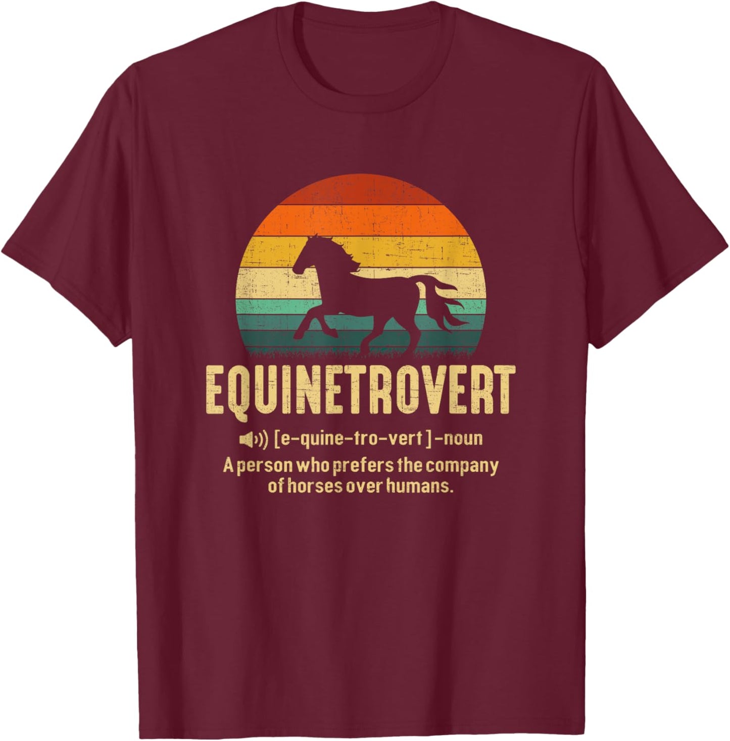 Equinetrovert, equestrian Equine Introvert T-Shirt - T-Shirt | Maroon