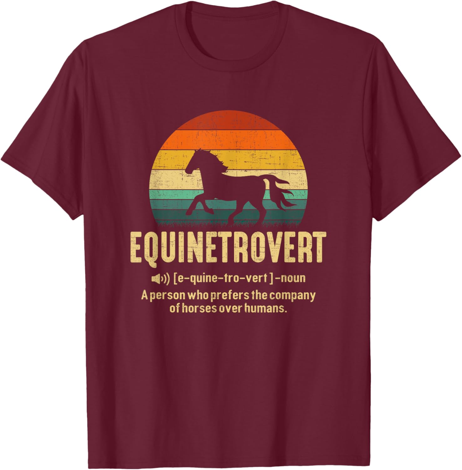Equinetrovert, equestrian Equine Introvert T-Shirt - T-Shirt | Maroon