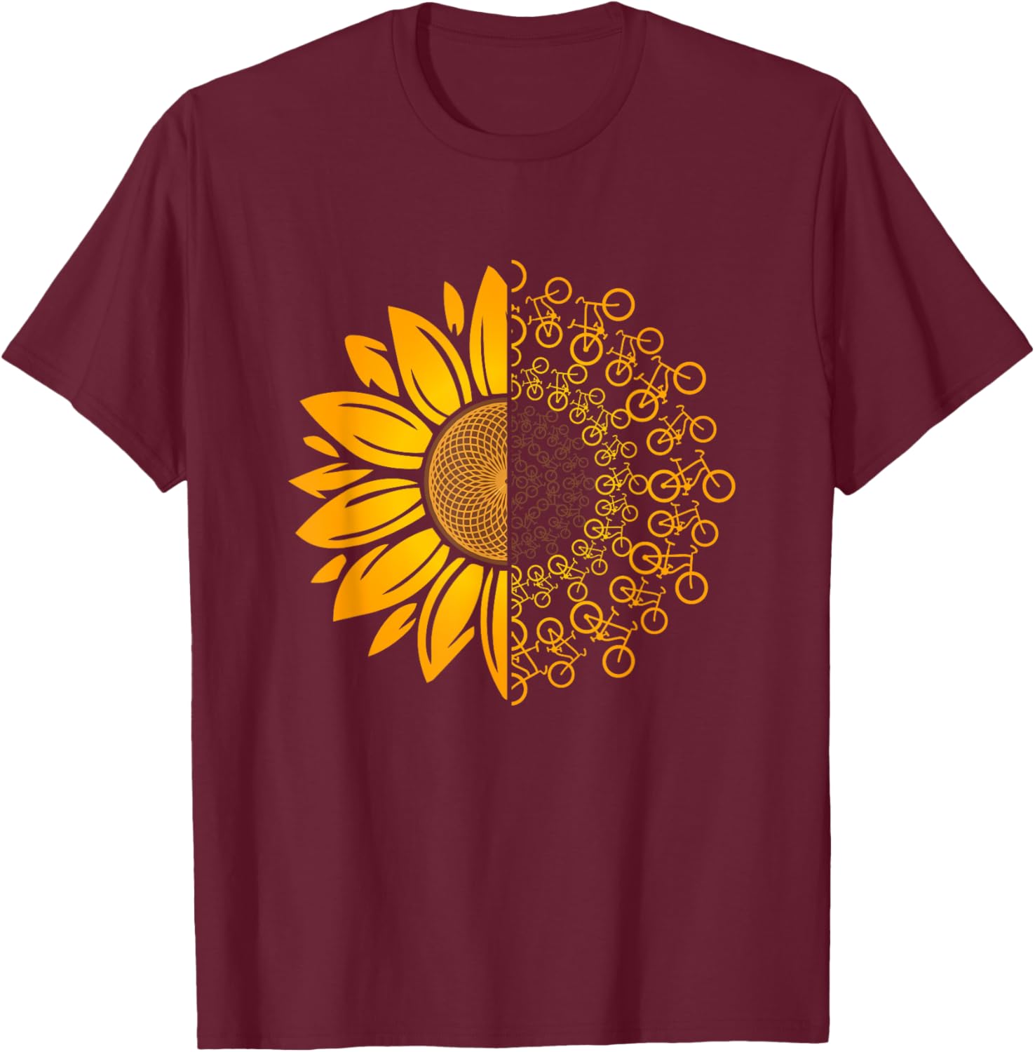 Vintage Bikes Biker Retro Bicycle Cycling Sunflower T-Shirt - T-Shirt | Maroon