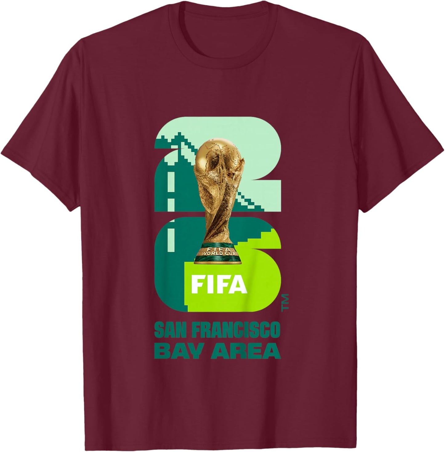 Kids FIFA World CUP26 San Francisco Trophy Color T-Shirt - T-Shirt | Maroon