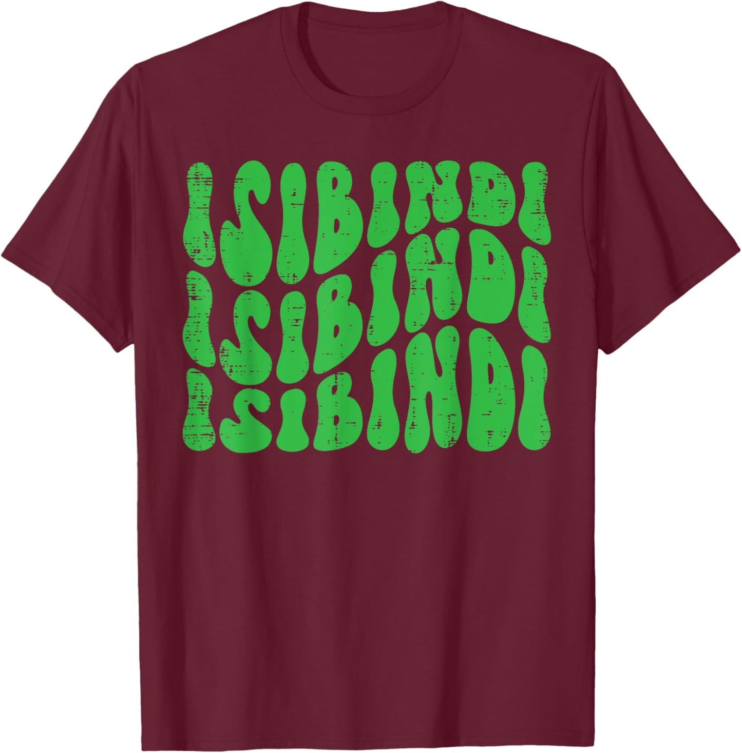 Isibindi Groovy Wavy Style School Spirit Wear Green Isibidi T-Shirt - T-Shirt | Maroon