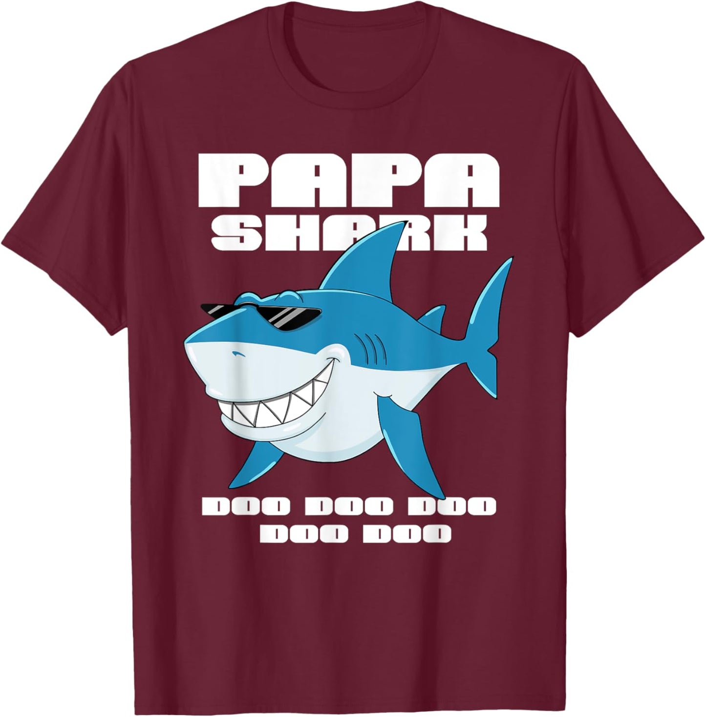 Papa Shark , Daddy Shark Shirt, Family Shark Gift T-Shirt - T-Shirt | Maroon