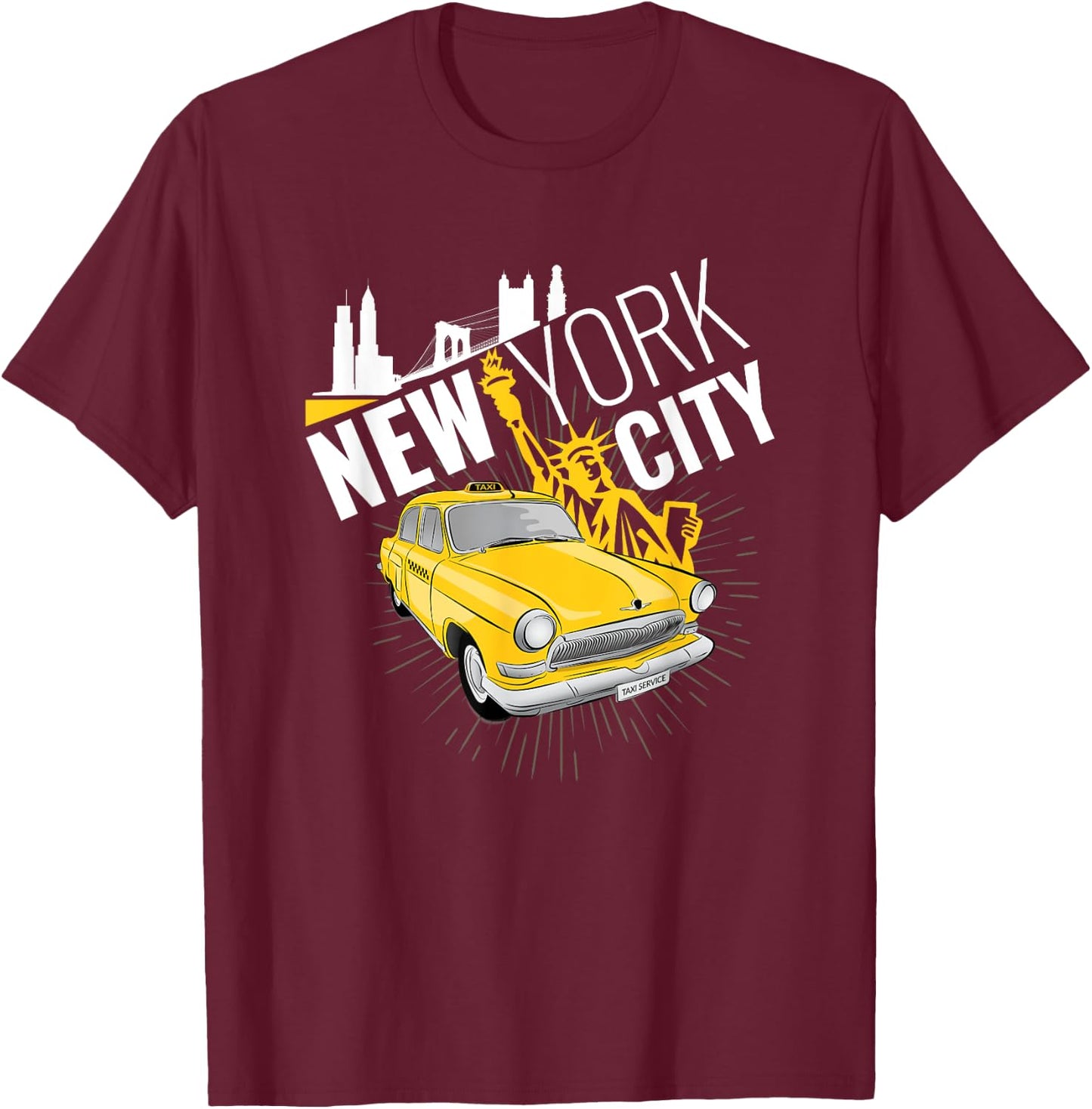 NYC New York Yellow Cab Taxi Gift Shirt Men Women Kids T-Shirt - T-Shirt | Maroon